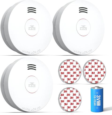 SITERWELL Smoke Detector, Smoke Detector 10 Year Battery with Photoelectric Sensor, Fire Alarm with Low Battery and Fault Warning for House and Bedroom, UL217 Listed, GS525A (4 Packs) in Saudi Arabia
