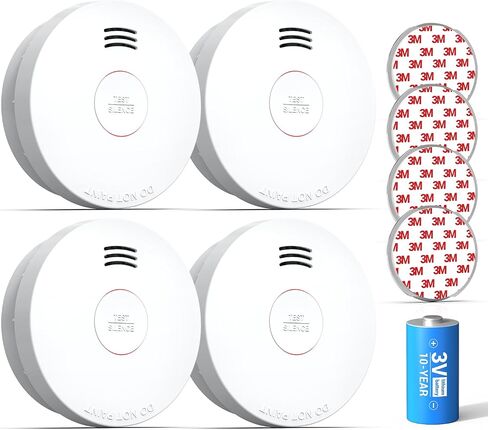 SITERWELL Smoke Detector, Smoke Detector 10 Year Battery with Photoelectric Sensor, Fire Alarm with Low Battery and Fault Warning for House and Bedroom, UL217 Listed, GS525A (4 Packs) in Saudi Arabia