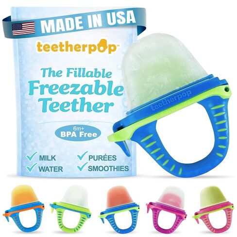 Teetherpop ملء السيليكون القابل للسيليكون للأطفال - قوالب المصاصة من حليب الأم للتسنين مع شقوق sippy مقاومة للانسكاب - أسنان الأطفال القابلة للتجميد للسوائل والبوريه - تخفيف التسنين البارد (بينكليمون) in Kuwait