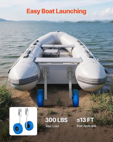 VEVOR Boat Launching Wheels, Aluminium Alloy Transom Wheel with Inflatable Rubber Tires, Folding Launch Wheels with 4 Quick Release Pin, Fit 13ft and 14.7 ft Inflatable Fishing Boat in Kuwait