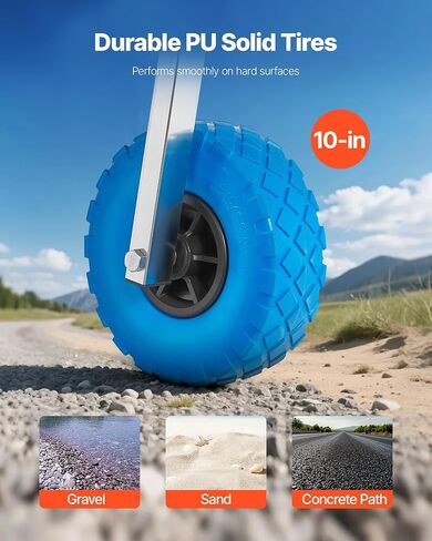 VEVOR Boat Launching Wheels, Aluminium Alloy Transom Wheel with Inflatable Rubber Tires, Folding Launch Wheels with 4 Quick Release Pin, Fit 13ft and 14.7 ft Inflatable Fishing Boat in Kuwait