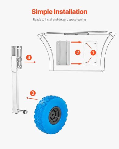 VEVOR Boat Launching Wheels, Aluminium Alloy Transom Wheel with Inflatable Rubber Tires, Folding Launch Wheels with 4 Quick Release Pin, Fit 13ft and 14.7 ft Inflatable Fishing Boat in Kuwait