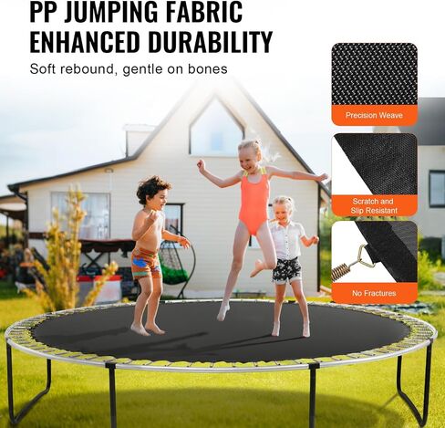 VEVOR Replacement Trampoline Mat, Jumping Mat Fits 12/13/14/15 ft Frame, Universal Jumping Round Trampoline, UV-Resistant Mat with Spring Tool & 72/80/92 V-Rings, Fit 5.5"/6.5"/7" Spring Length in Saudi Arabia