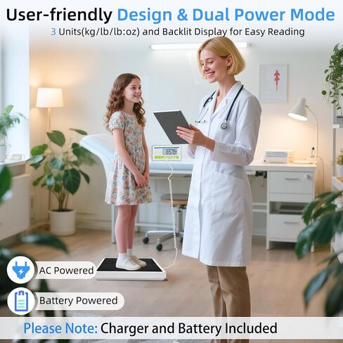 Medical Scale for Body Weight, 660lb Medical Grade Floor Scale | 13x12.6" Extra Wide Platform for Hospital & Physician, Home, Office, Gym, Include AC Adapter & Battery, kg/oz/lb Settings in Kuwait