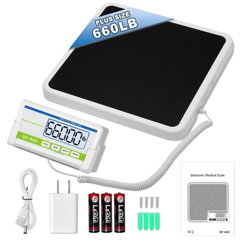 Medical Scale for Body Weight, 660lb Medical Grade Floor Scale | 13x12.6" Extra Wide Platform for Hospital & Physician, Home, Office, Gym, Include AC Adapter & Battery, kg/oz/lb Settings in Kuwait