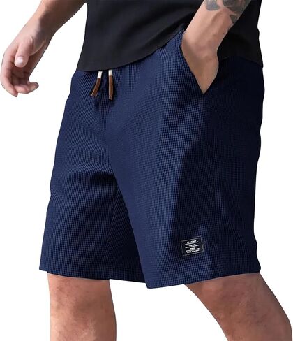 Mens Shorts Jacquard Texture Casual Embroidered Logo Waffle Knit Casual Short Summer Beach SweatShorts for Men in Kuwait