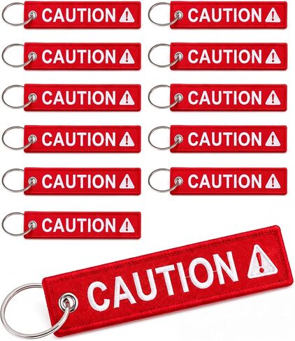 Kenning 12 Pack Caution Key Chain Safety Tag Double Sided Red Fabric Warning Keyring 1 x 5 Inch for Motorcycle ATV Fleet Management Industrial Equipment High Visibility Embroidered Luggage Tag in Kuwait