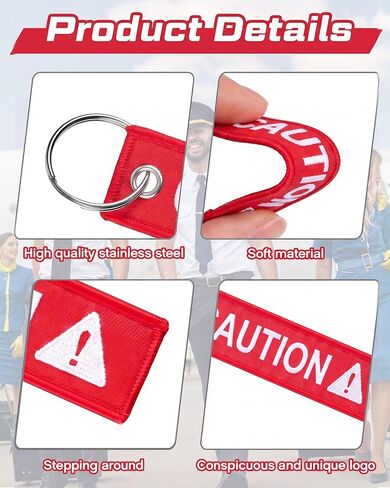 Kenning 12 Pack Caution Key Chain Safety Tag Double Sided Red Fabric Warning Keyring 1 x 5 Inch for Motorcycle ATV Fleet Management Industrial Equipment High Visibility Embroidered Luggage Tag in Kuwait