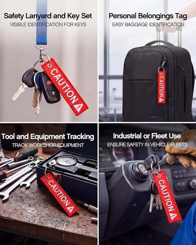 Kenning 12 Pack Caution Key Chain Safety Tag Double Sided Red Fabric Warning Keyring 1 x 5 Inch for Motorcycle ATV Fleet Management Industrial Equipment High Visibility Embroidered Luggage Tag in Kuwait
