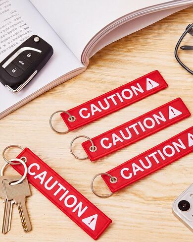 Kenning 12 Pack Caution Key Chain Safety Tag Double Sided Red Fabric Warning Keyring 1 x 5 Inch for Motorcycle ATV Fleet Management Industrial Equipment High Visibility Embroidered Luggage Tag in Kuwait