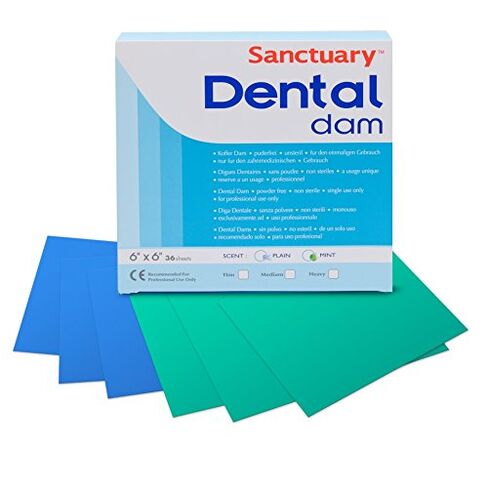Sanctuary Latex Dental Dam,Powder Free, Pack of 36 (Blue 6" x 6" Thin) in Kuwait