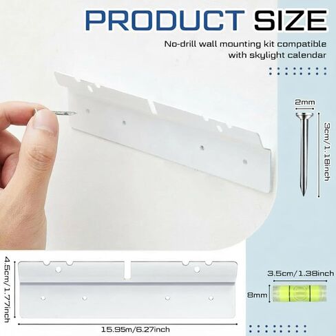 متوافق مع مجموعة أدوات التثبيت على الحائط Skylight Calendar مقاس 15 بوصة (الجيل 1 فقط)، تركيب بدون مسامير وبدون حفر، يتضمن 4 أظافر ومستوى صغير، حامل جدار جاف خالي من التلف (6.28 × 1.77 بوصة) in Kuwait