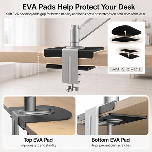 Steel Monitor Mount Reinforcement Plate for Thin, Glass and Other Fragile Tabletop, Steel Desk Protector Bracket Kit with Anti-Slip Pads, Fits Most Monitor Stand C Clamp Installation, Black in Kuwait
