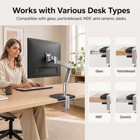 Steel Monitor Mount Reinforcement Plate for Thin, Glass and Other Fragile Tabletop, Steel Desk Protector Bracket Kit with Anti-Slip Pads, Fits Most Monitor Stand C Clamp Installation, Black in Kuwait