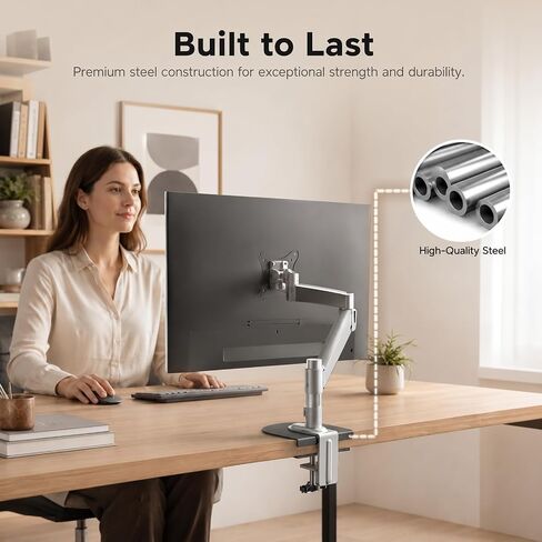 Steel Monitor Mount Reinforcement Plate for Thin, Glass and Other Fragile Tabletop, Steel Desk Protector Bracket Kit with Anti-Slip Pads, Fits Most Monitor Stand C Clamp Installation, Black in Kuwait