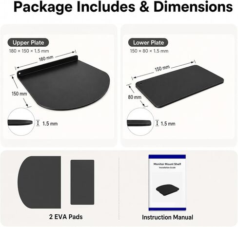 Steel Monitor Mount Reinforcement Plate for Thin, Glass and Other Fragile Tabletop, Steel Desk Protector Bracket Kit with Anti-Slip Pads, Fits Most Monitor Stand C Clamp Installation, Black in Kuwait