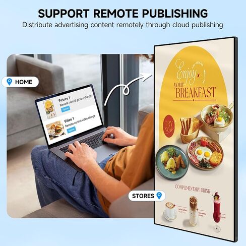 32/43/49/55 Inch Wall-Mount Digital Signage 2K Display 4+32GB Memory Commercial Advertising Screen with Touch/Non-Touch, Multiple Control & Content Creation (Non-touch screen, black, 43 inches) in Kuwait