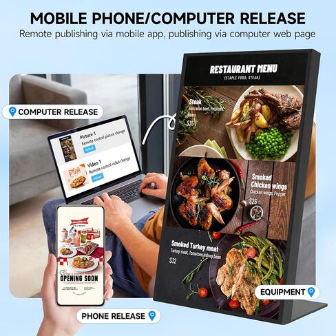 32/43/49/55 Inch Wall-Mount Digital Signage 2K Display 4+32GB Memory Commercial Advertising Screen with Touch/Non-Touch, Multiple Control & Content Creation (Non-touch screen, black, 43 inches) in Kuwait