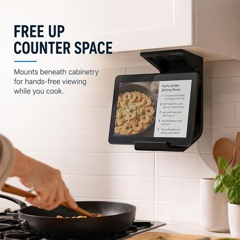 SplashNColor Under Cabinet Mount for Echo Show 8 – No-Drill Hanging Bracket | Space-Saving Kitchen Counter Setup | Tilt-Ready Friction Fit Holder | Frees Up Countertop for Smart in Kuwait