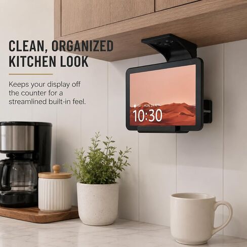 SplashNColor Under Cabinet Mount for Echo Show 8 – No-Drill Hanging Bracket | Space-Saving Kitchen Counter Setup | Tilt-Ready Friction Fit Holder | Frees Up Countertop for Smart in Kuwait