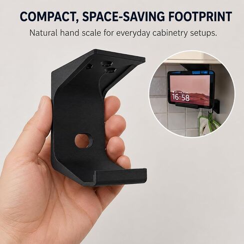 SplashNColor Under Cabinet Mount for Echo Show 8 – No-Drill Hanging Bracket | Space-Saving Kitchen Counter Setup | Tilt-Ready Friction Fit Holder | Frees Up Countertop for Smart in Kuwait