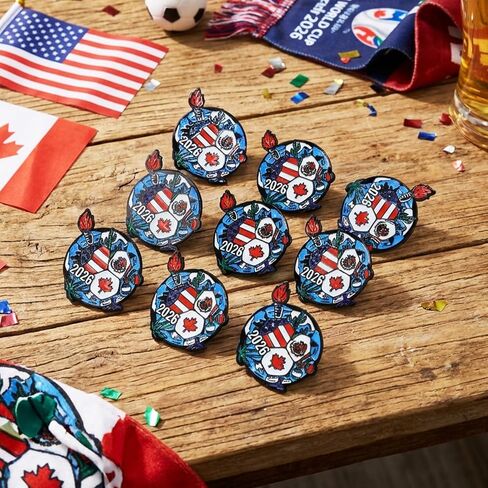 2026 Soccer Cup Badge Pin, Premium Weighted Zinc Alloy, Shiny Enamel, Gift Memorabilia for Soccer Fans & Match Day Decor, 10 Pcs in Kuwait
