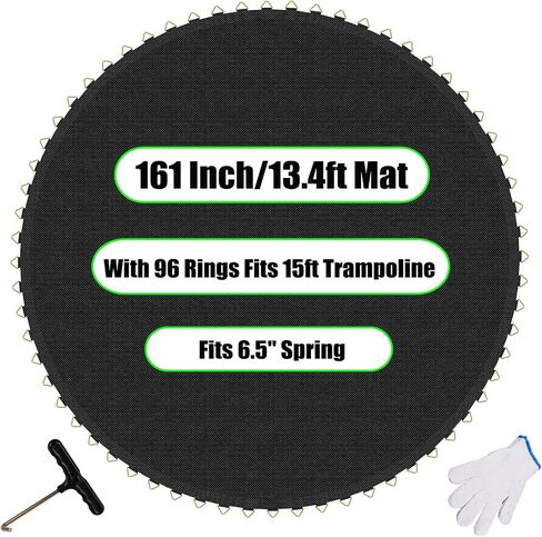 Trampoline Mat Replacement,13.4ft Diameter Mat with 96 Rings,Fits 15ft Trampoline and 6.5" Spring (Frame & Spring Not Include) in Kuwait
