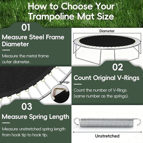 Trampoline Mat Replacement,13.4ft Diameter Mat with 96 Rings,Fits 15ft Trampoline and 6.5" Spring (Frame & Spring Not Include) in Kuwait