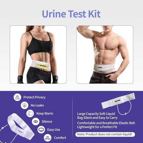 Urine Test Complete Kit – 2 to 4 oz Concealed Sample Bag with Adjustable Belt, Urine Test Thermometer Stickers and Silicone Funnel (M) in Kuwait