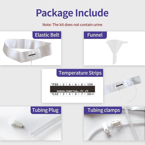 Urine Test Complete Kit – 2 to 4 oz Concealed Sample Bag with Adjustable Belt, Urine Test Thermometer Stickers and Silicone Funnel (M) in Kuwait