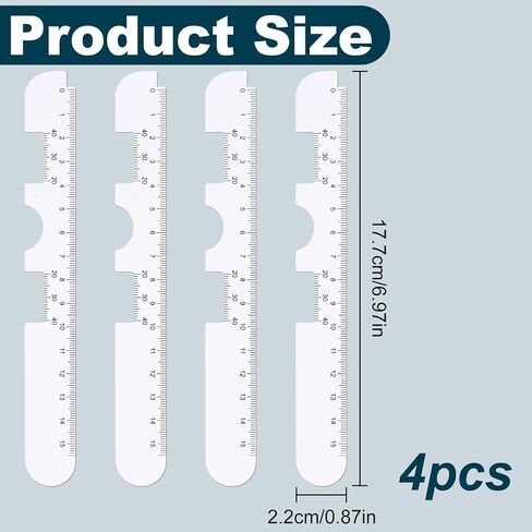 4 قطع مسطرة PD للنظارات، أداة قياس مسافة الحدقة، مسطرة مقياس الحدقة البيضاء من PVC لطلب النظارات عبر الإنترنت، ملحقات العناية بالعين in Kuwait