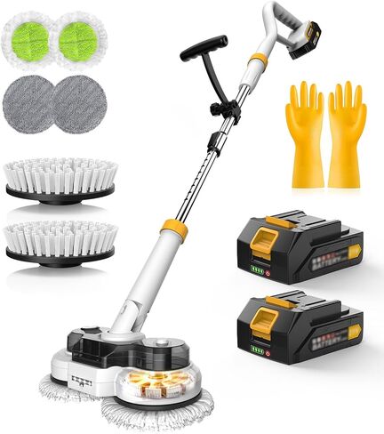 qimedo 800RPM Cordless Electric Mop, 6000mAh Battery Electric Power Scrubber & Mops for Floor Cleaning, Best Automatic Spin Mops with Smart Display,Rotating Mop with LED Light & Water Spray in Kuwait