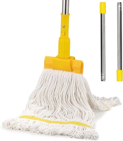 Heavy Duty Commercial Clip Mop with 48" Long Handle – Industrial Cotton Wet Mop for Floor Cleaning, Home, Kitchen, Office, Garage, Concrete & Tile Floors in Kuwait