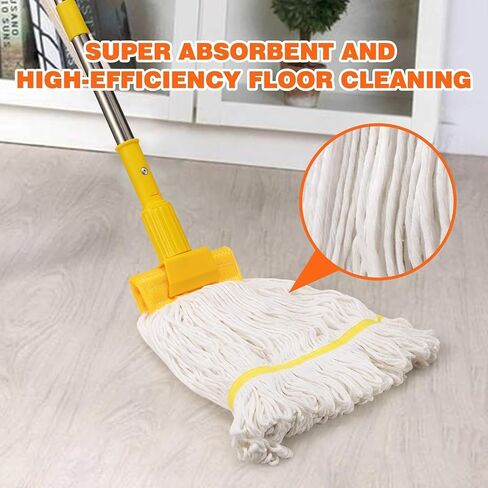 Heavy Duty Commercial Clip Mop with 48" Long Handle – Industrial Cotton Wet Mop for Floor Cleaning, Home, Kitchen, Office, Garage, Concrete & Tile Floors in Kuwait