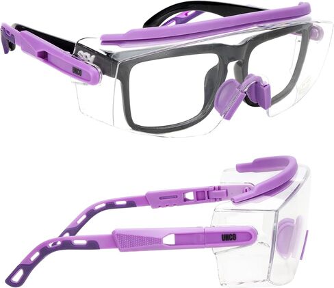 UNCO- Safety Goggles Over Glasses with Clear Wraparound Lens, Lavender Arms, Anti Fog Safety Glasses for Men and Women, Protective Eyewear in Kuwait