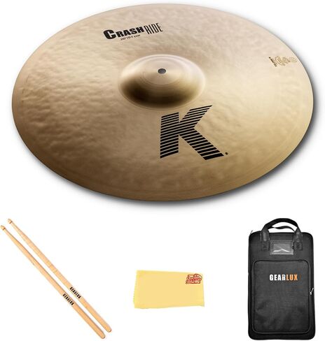 Zildjian K20835 21" K Crash Ride Cymbal | Bundle with Drumsticks, Drumstick Bag, and Austin Bazaar Polishing Cloth in Kuwait