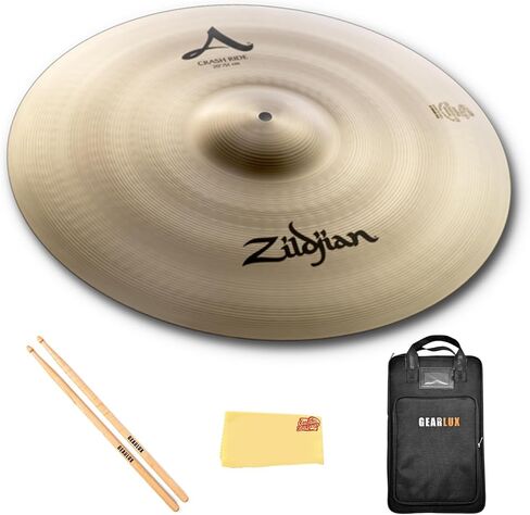 Zildjian A0024 20" A Crash Ride Cymbal | Bundle with Drumsticks, Drumstick Bag, and Austin Bazaar Polishing Cloth in Kuwait