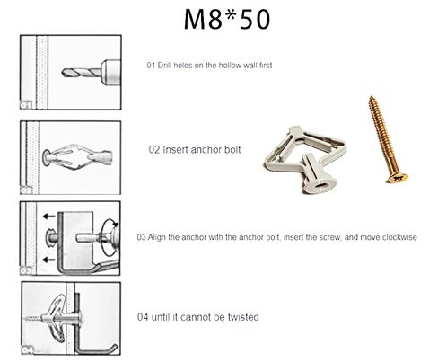 M8*50 Plastic Butterfly Drywall Anchors with Screws, Heavy Duty Wall Anchors for Drywall, Toggle Anchors for Hanging Pictures, Shelves, Cabinets, Assortment Kit for Hollow Wall Mounting （50 Set） in Kuwait