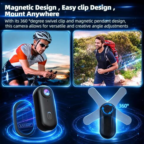 4K Mini WiFi Action Camera 64GB Thumb POV Portable Body Cam Wearable Sports Camera with Waterproof Case Premium Portable Camcorder Mount Anywhere for Work, Travel, Pet Walking (White) in Kuwait