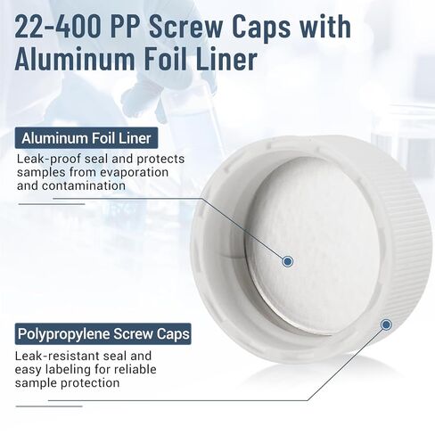 20 mL Liquid Scintillation Vials, HDPE, 100 PCS Sample Vials, 22-400 Polypropylene Screw Caps with Aluminum Foil Liner, for Lab School in Kuwait