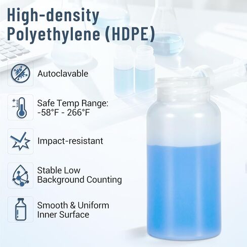 20 mL Liquid Scintillation Vials, HDPE, 100 PCS Sample Vials, 22-400 Polypropylene Screw Caps with Aluminum Foil Liner, for Lab School in Kuwait