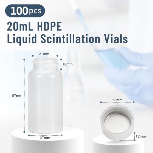 100pcs HDPE 20ml Scintillation Vials with 500pcs Glass Scintillation Vials in Kuwait