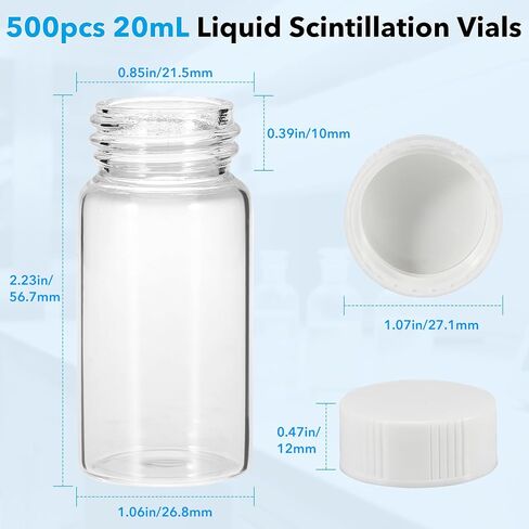 100pcs HDPE 20ml Scintillation Vials with 500pcs Glass Scintillation Vials in Kuwait
