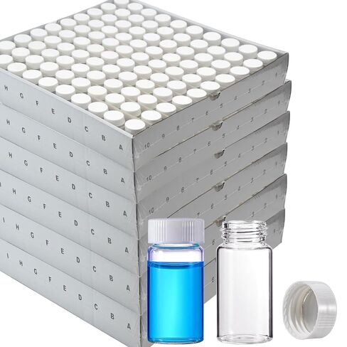 20ml Scintillation Vials - 600 Pcs Borosilicate Glass Sample Vials - Scintillation Counting Vial with 22-400 White Screw Cap with Silver Aluminum Foil Liner in Kuwait