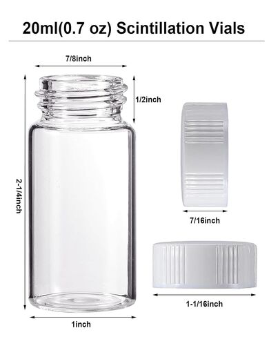 20ml Scintillation Vials - 600 Pcs Borosilicate Glass Sample Vials - Scintillation Counting Vial with 22-400 White Screw Cap with Silver Aluminum Foil Liner in Kuwait