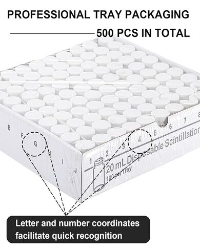 20ml Scintillation Vials - 600 Pcs Borosilicate Glass Sample Vials - Scintillation Counting Vial with 22-400 White Screw Cap with Silver Aluminum Foil Liner in Kuwait
