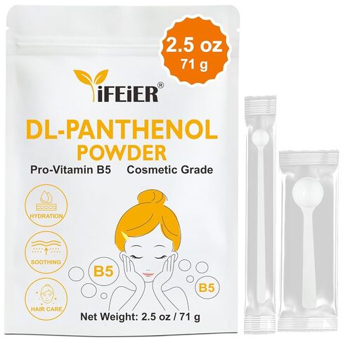 iFEiER 100% Pure DL-Panthenol Powder 2.5 oz (71g) – Cosmetic Grade Pro Vitamin B5, Water-Soluble for Skin & Hair Care, Moisturizing & Conditioning Ingredient for DIY Creams, Shampoos & Lotions in Kuwait