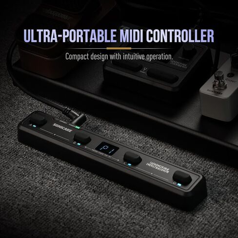 SONICAKE Pocket Control - MIDI Foot Controller, Wired/Wireless MIDI Transmission, USB Host, 4 Buttons BT Rechargeable Page Turner Pedal for Musician/Live Performance/Studio (Black) in Kuwait