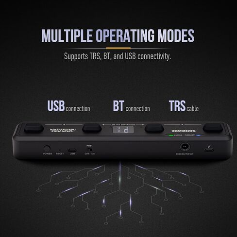 SONICAKE Pocket Control - MIDI Foot Controller, Wired/Wireless MIDI Transmission, USB Host, 4 Buttons BT Rechargeable Page Turner Pedal for Musician/Live Performance/Studio (Black) in Kuwait