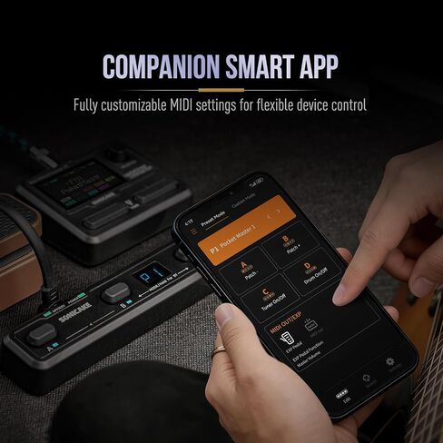 SONICAKE Pocket Control - MIDI Foot Controller, Wired/Wireless MIDI Transmission, USB Host, 4 Buttons BT Rechargeable Page Turner Pedal for Musician/Live Performance/Studio (Black) in Kuwait
